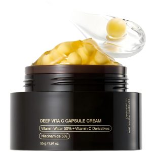 Deep Vitamin C Golden Capsule Face Moisturizer – Liposome Capsules For Wrinkles, Skin Radiance – Transparent Gel for Glow Hydration – Korean Skin Care 1.94 oz
